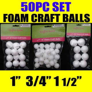 50 Foam Polystyrene Art Craft Styro White Balls Project Styrofoam 3/4
