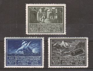 Austria 1933 WIPA Labels, 3 diff, VF 2;0