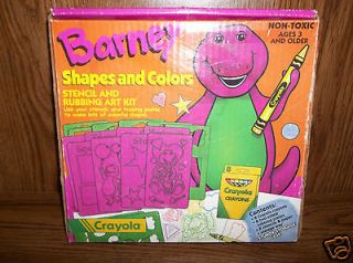 VINTAGE Barney Shapes and Colors Stencil and Rubbing Art Kit. 1993. IN