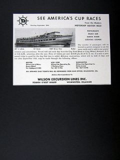 Wilson Excursion Lines Motorship Boston Belle Americas Cup Races 1958