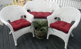 INDOOR OUTDOOR WICKER CHAIR CUSHION SET   3 PIECE   CHOICE OF SOLID