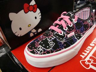 Vans Hello Kitty Authentic Blk/PssnFlwr Kids size 11   4 [VN 0OKN66Y]