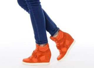 ASH Brand Womens Cool Orange High Heel Boots Wedge Sneakers Shoes New