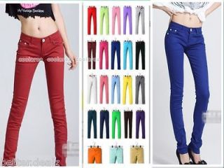 Womens Stretch Candy Pencil Pants Casual Slim Fit Skinny Jeans