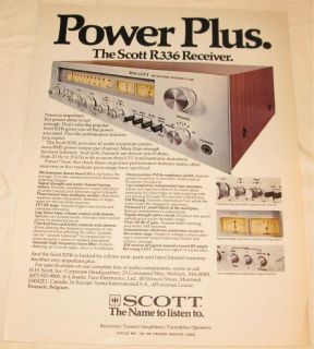 Vintage Scott R336 Stereo Receiver PRINT AD 1977