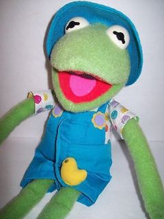 Hasbro 16 KERMIT THE FROG Plush BLUE OVERALLS HAT Chick Duck