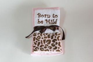 Designer Born to be Mild 2 Set Pink Leopard Raised Textured Minky Burp