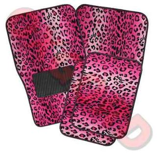 Red Hot Carnation Pink Leopard Print Floor Mat For Auto Car Carpet Lrg