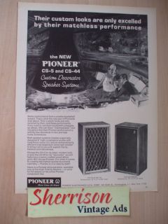 1969 Pioneer CS 44 CS 5 Speakers PRINT AD 