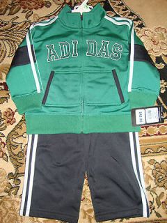 New Adidas Kids Baby Boys 2pc Set Dark Green Size 18M