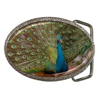 Blue Green Peacock Animal Bird Lover Belt Buckle