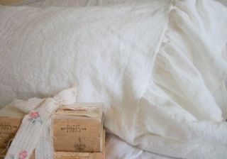 Ruffled Linen Pillowcase French Prairie Ruffle Pillowcase in white
