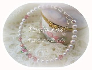 ~VICTORIAN ROSE swarovski pearl crystal childs baby girls bracelet