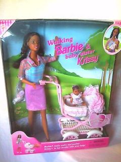 1999 AA WALKING BARBIE AND KRISSY DOLL BABY STROLLER PLAYSET NEW NRFB