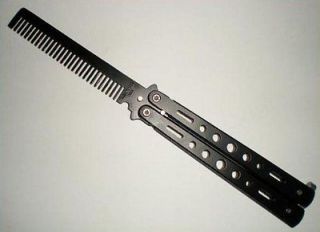 BUTTERFLY KNIFE Practice BALISONG Stainless Steel Legal Black NEW
