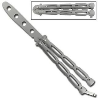 Silver Practice Butterfly Balisong Trainer Training Knife Dull USA