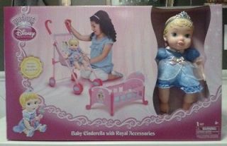 Disney Princess Baby Cinderella With Royal Accessories Stroller & Bed