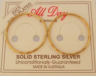 23mm FACET STERLING SILVER GOLD PLATED SLEEPER EARRINGS