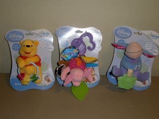 Baby Winnie Pooh Pink Piglet Eeyore Mini Petal Pals Rattle Teether Toy