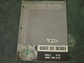 Badger Silo Unloader Owners Operators Manual Vintage