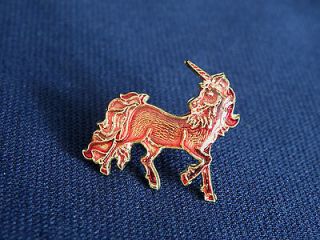 UNICORN Red SHINY (Can see Texture of the Coat) LAPEL HAT PIN Full
