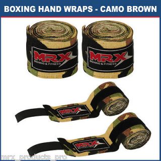 MRX BOXING HAND WRAPS BANDAGES COTTON PAIR CAMO BROWN