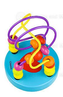 Small Wire Bead Maze Childrens Wooden Toy Baby Gift Blu