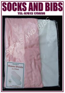 Moses Basket Cotton Jersey Fitted Sheets 1 Pink1White