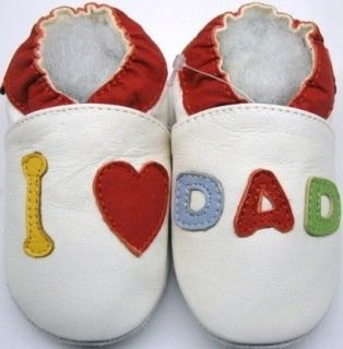 soft sole leather baby shoes I love my dad white 18 24m