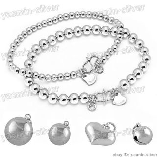 GENUINE Sterling Silver Bracelet Hollow Beads Chain Charm Pendant