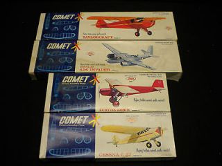 Lot Of 4 Vintage Comet Balsa Wood Airplanes Curtiss Robin Taylorcraft