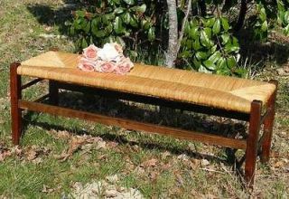 VINTAGE FRENCH BENCH DOUBLE STOOL RUSH SEAT COUNTRY PROVINCIAL