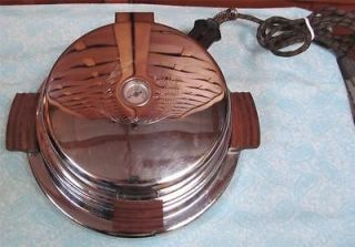 Vintage Dominion Electric Corp Model #1302 Waffle Iron Wood Handle
