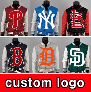classic plain baseball letterman varsity team baseball jacket XS~L