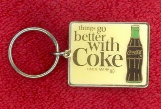THINGS GO BETTER WITH COKE Vintage Coca Cola Keychain Keyring 1994
