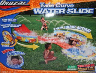 Banzai Twin Curve Water Slide Inflatable Bodyboard Included Ages 5 12