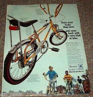 1968  SCREAMER bicycle AD, bike has banana seat & rams horn
