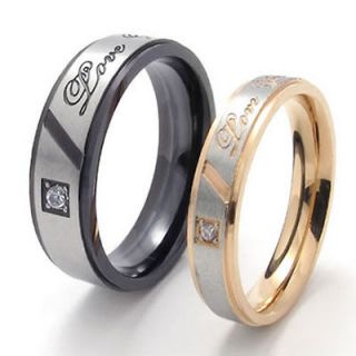 Stainless Steel Couple Wedding Bands Womens Mens Promise Ring DU21376