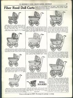 1929 ad Fiber Reed Doll Carts Buggies Viko Aluminum Toy Tea Coffee