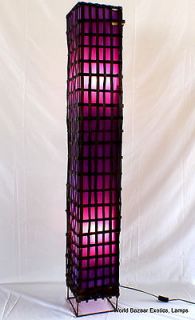 64 tall square Floor lamp dark bamboo purple lining spectacular