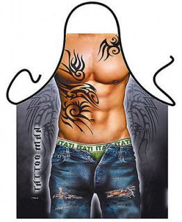 Apron tattoo man BBQ grilling tools party fun gag gifts for men and