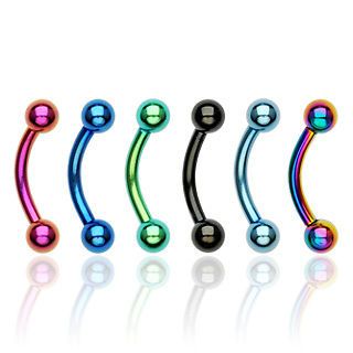 COLOR TITANIUM Curve Bent Barbell Eyebrow Rings BODY PIERCING JEWELRY
