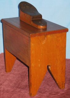 ANTIQUE LIFT TOP SHOE SHINE STAND IRON WOOD FOOT REST