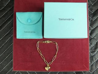 Tiffany & Co. Elsa Peretti 18K Gold Link Curved Heart Pendant Bracelet