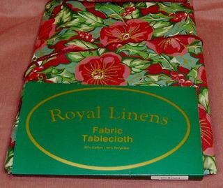 CHRISTMAS ROSES~70 ROUND Tablecloth + 4 Napkins USA  New