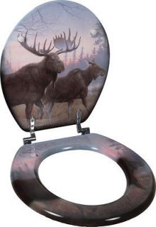 Moose Toilet Seat Rustic Cabin Art Wildlife Bath Aslo Bear ~ Deer