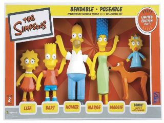 Family Bendable Figures Homer Marge Bart Lisa Maggie and Santas Helper