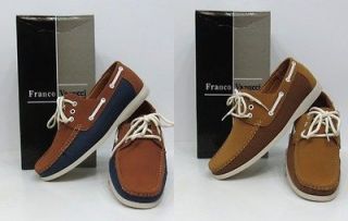 VANUCCI tan/navy camel/tan faux suede loafers boat shoes st BARY 2