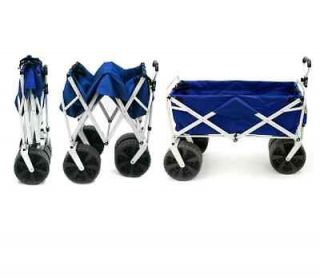 New Big 36 Long Blue Collapsible Folding Beach Sports Wagon Utility