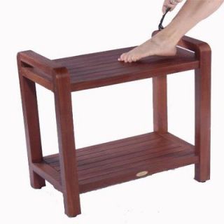 Teak Spa Shower Bench with Shelf, with Lift Aide Arms  For shower